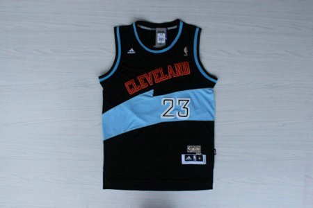 Maillot De Basket Cleveland Cavaliers LeBron James 23 Tissus Sportif Fans Edition Retro Noir Bleu